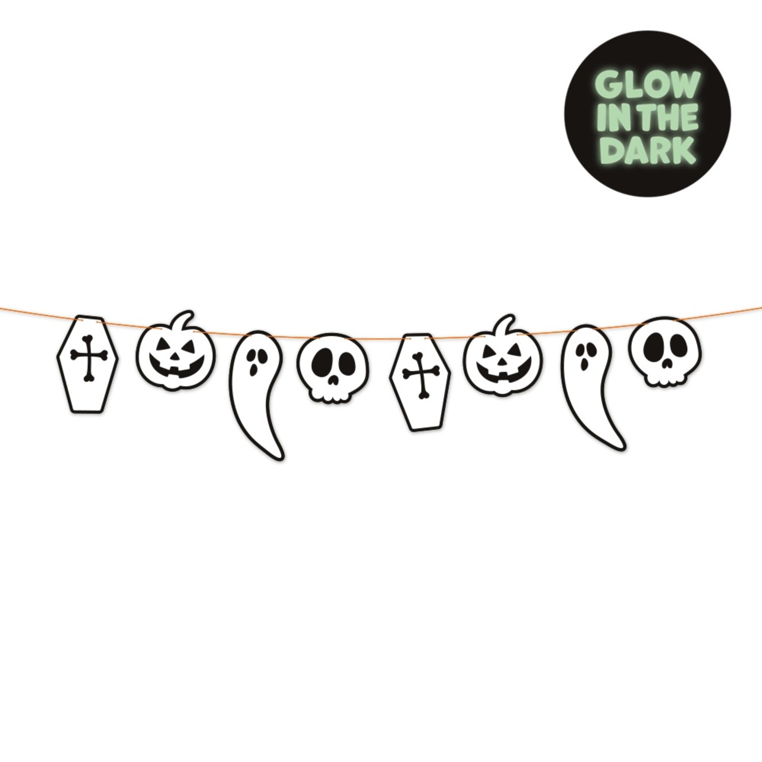 Levně Papírová girlanda Halloween Boo – svítící ve tmě, 2 m
