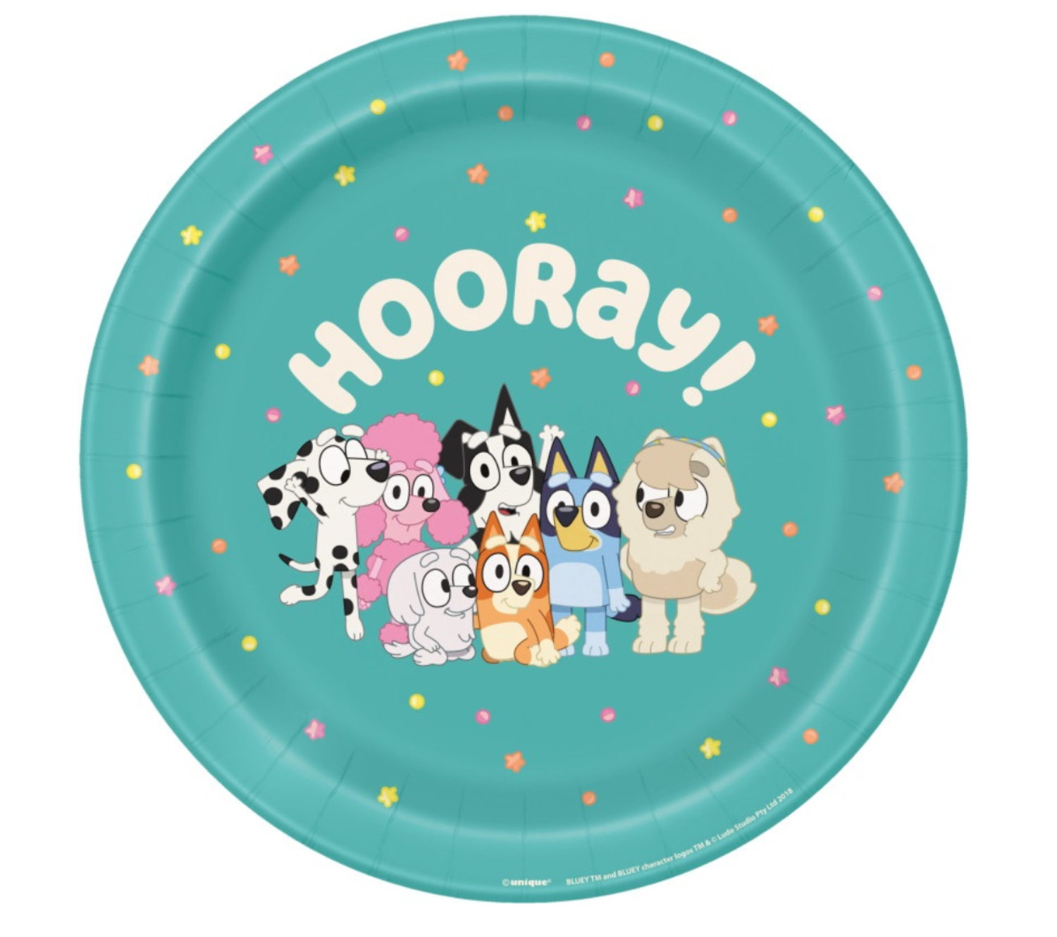 Levně Papírové talíře Bluey Hooray – 23 cm, 8 ks