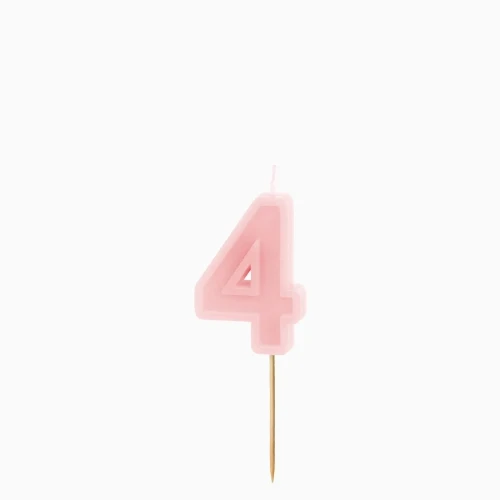 Dortová svíčka číslo 4 – pastelově růžová, 6 cm