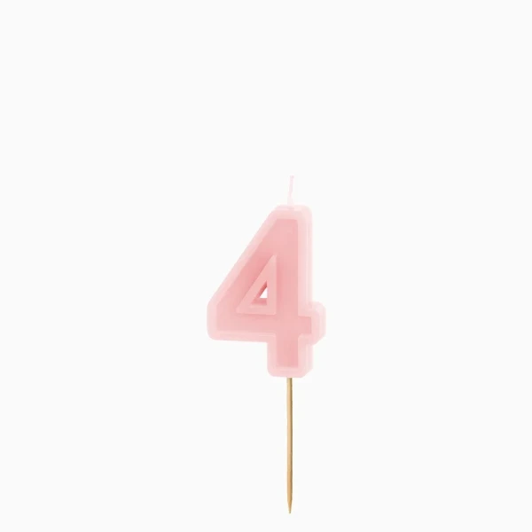 Dortová svíčka číslo 4 – pastelově růžová, 6 cm