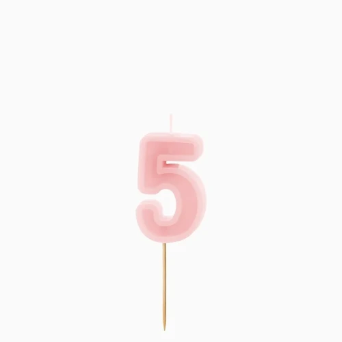 Dortová svíčka číslo 5 – pastelově růžová, 6 cm