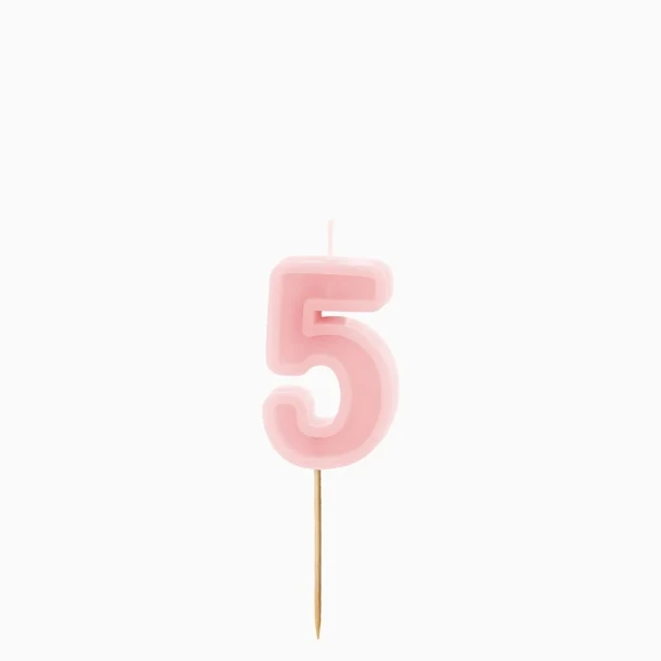 Dortová svíčka číslo 5 – pastelově růžová, 6 cm