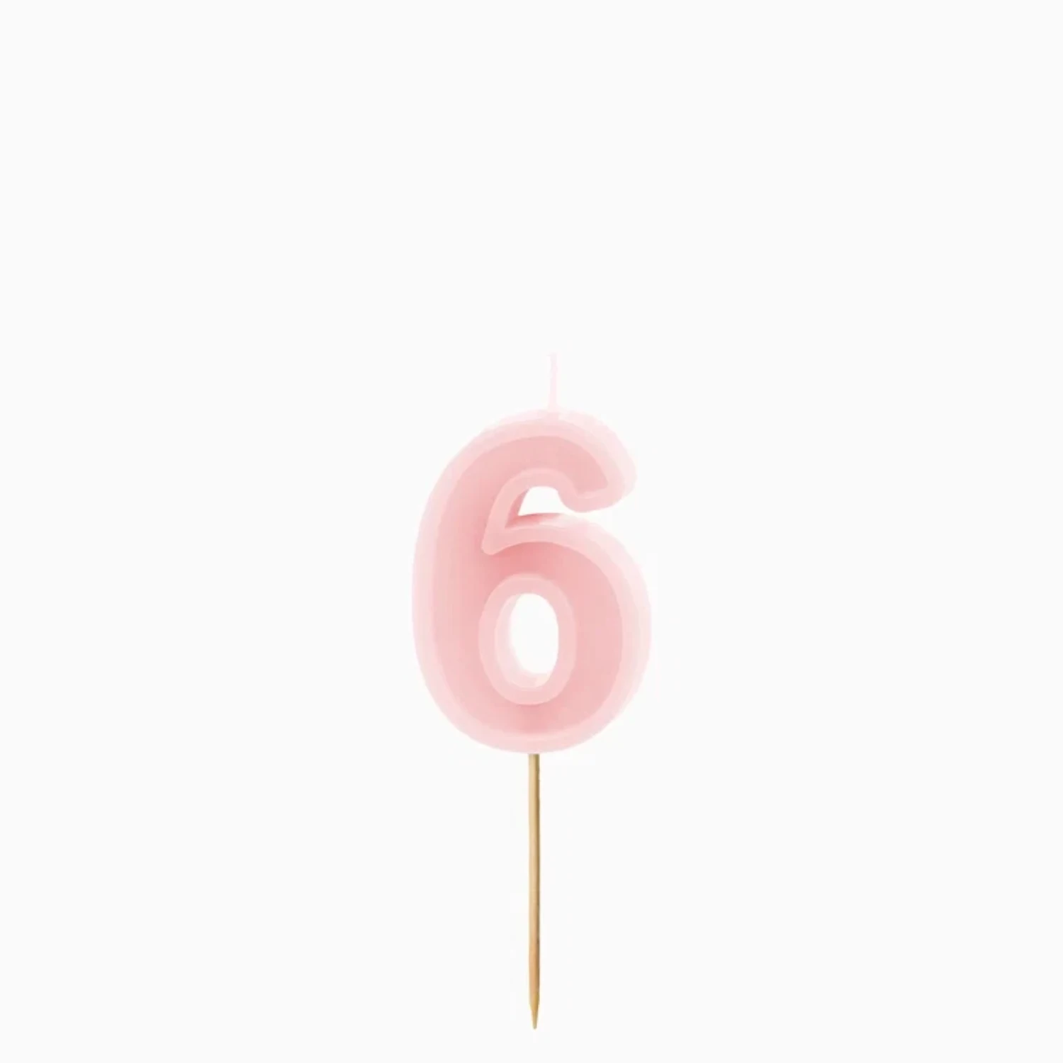 Levně Dortová svíčka číslo 6 – pastelově růžová, 6 cm