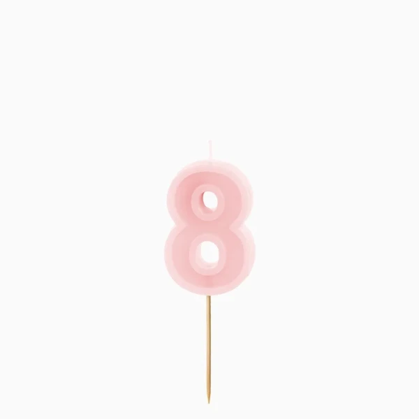 Dortová svíčka číslo 8 – pastelově růžová, 6 cm