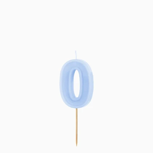 Dortová svíčka číslo 0 – pastelově modrá, 6 cm