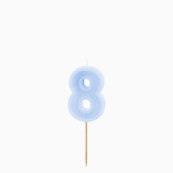 Dortová svíčka číslo 8 – pastelově modrá, 6 cm