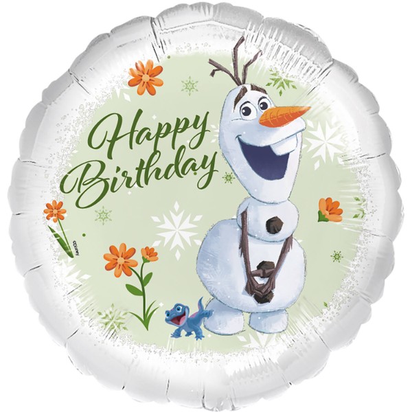 Fóliový balonek Frozen Olaf a Bruni Happy Birthday – 45 cm