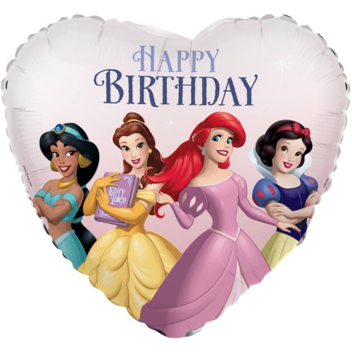 Fóliový balonek srdce Disney Princess Happy Birthday – 45 cm