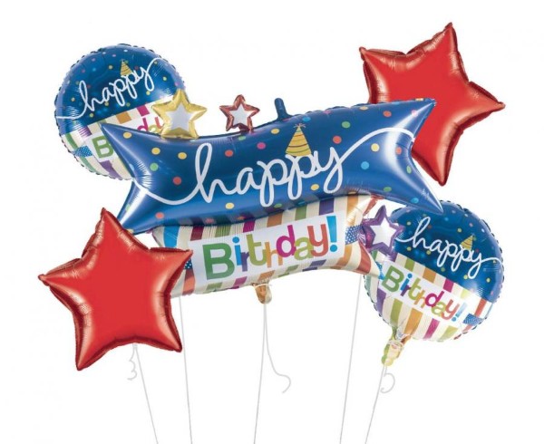 Fóliové balónky Happy Birthday – sada 5 ks