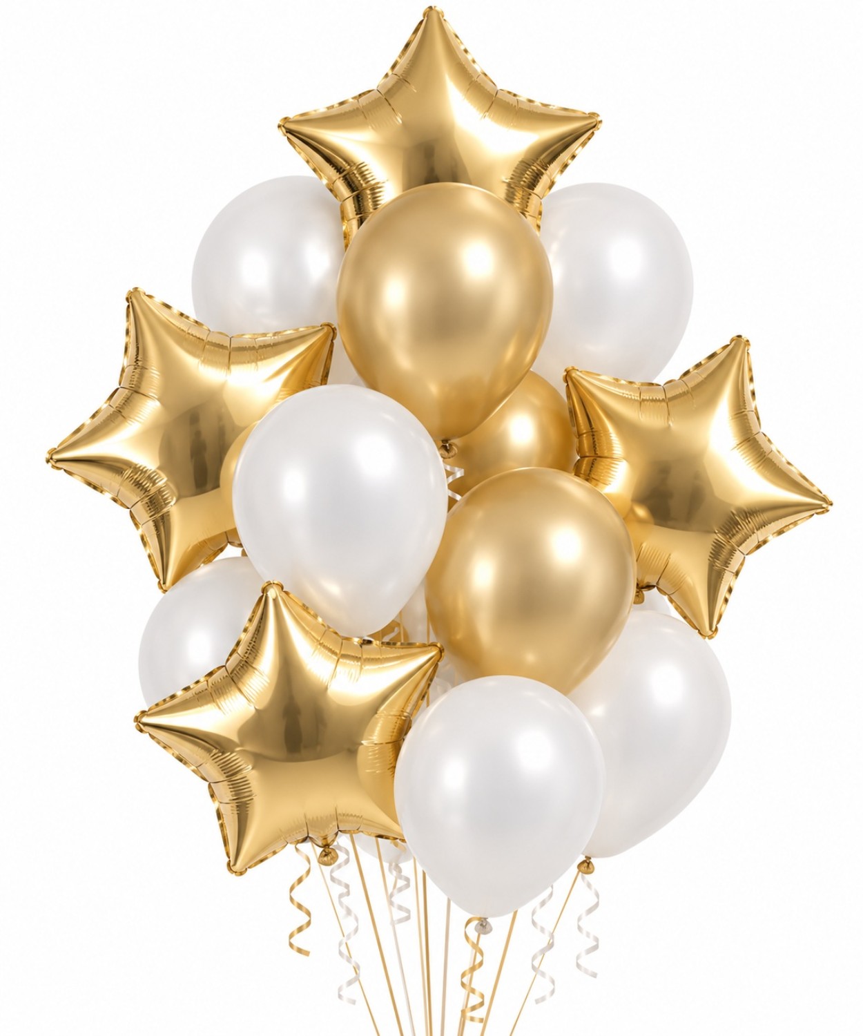 Levně Balonkový buket bílo-zlatý – 14 ks
