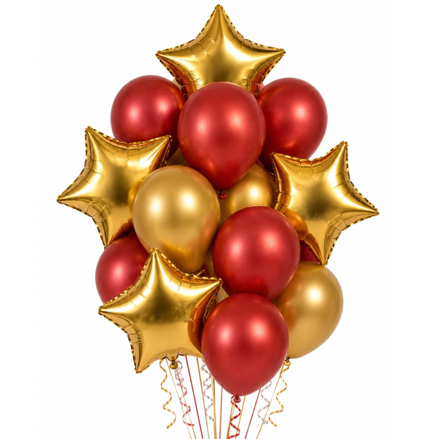 Levně Balonkový buket červeno-zlatý – 14 ks