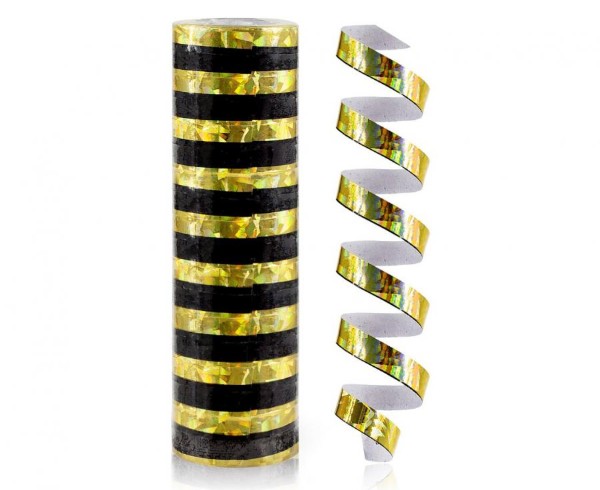 Holografická serpentýna zlato-černá – 4 m