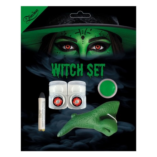 Halloween make-up set Witch – čočky, nos a líčení