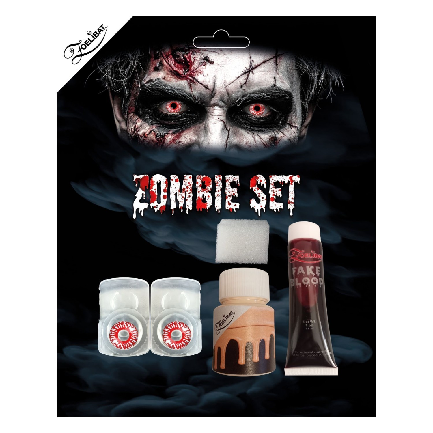 Levně Zombie make-up set – kontaktní čočky, umělá krev a líčení