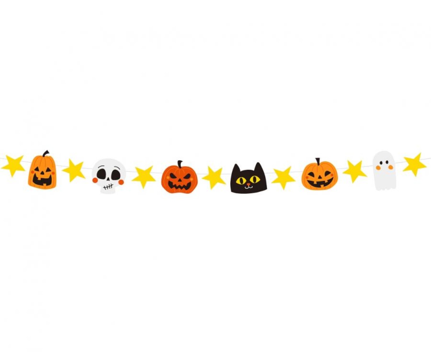 Levně Papírová girlanda Halloween – dýně, duchové a lebky, 250 cm