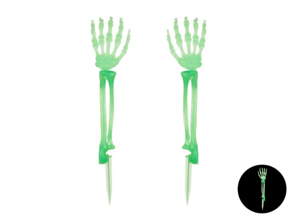 Svítící kostlivé ruce s bodcem – 46 cm, 2 ks