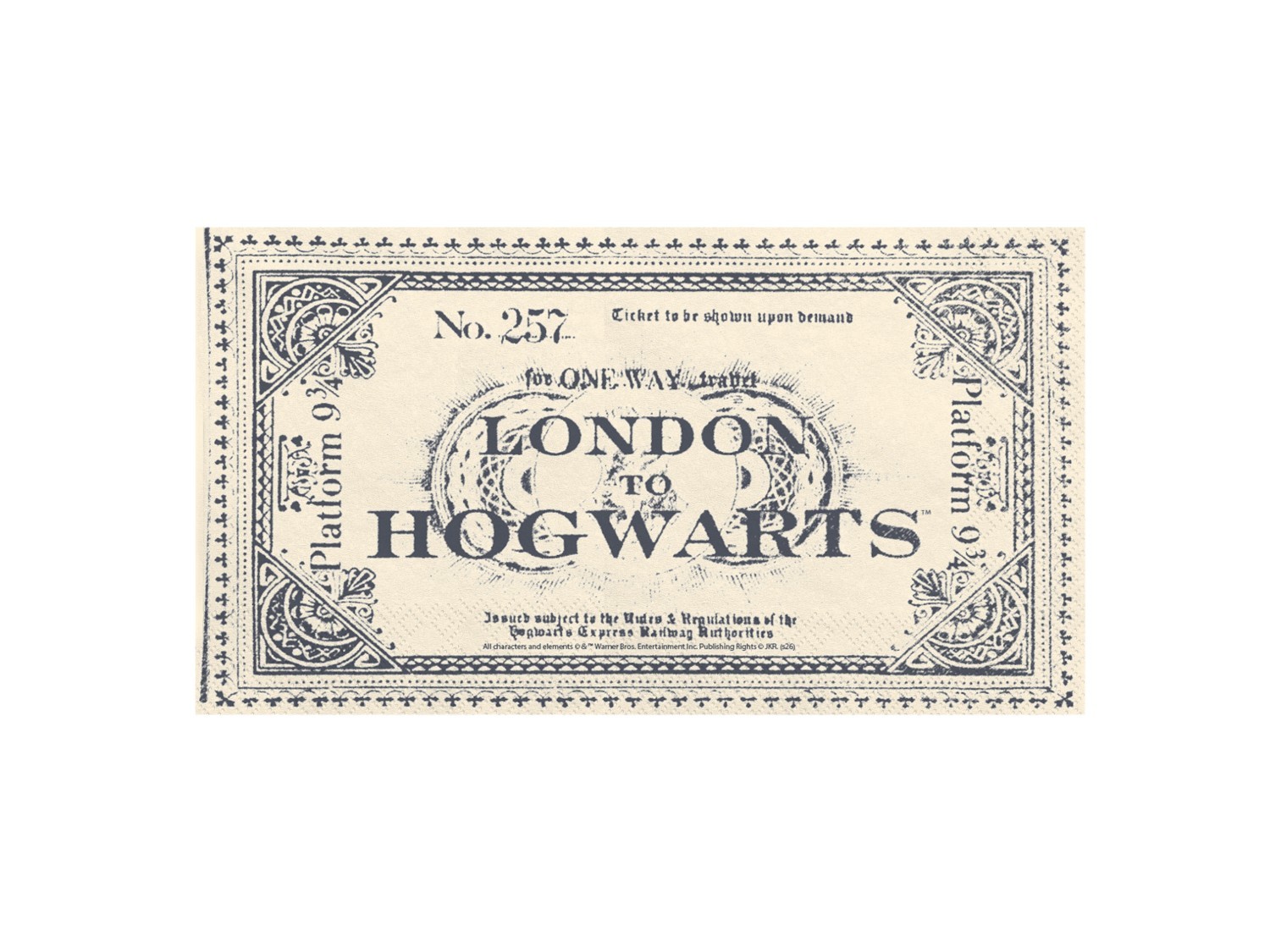 Levně Papírové ubrousky Harry Potter Jízdenka na Bradavický expres – 33 × 40 cm, 20 ks