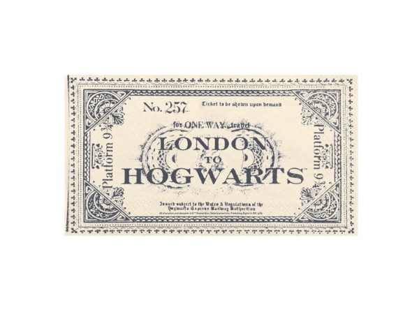 Papírové ubrousky Harry Potter Jízdenka na Bradavický expres – 33 × 40 cm, 20 ks