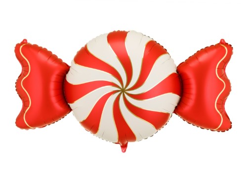 Fóliový balónek Vánoční bonbon červeno - krémový, 148 × 76 cm
