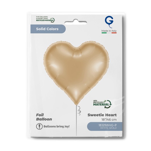 Foliový balonek srdce White Gold – 46 cm