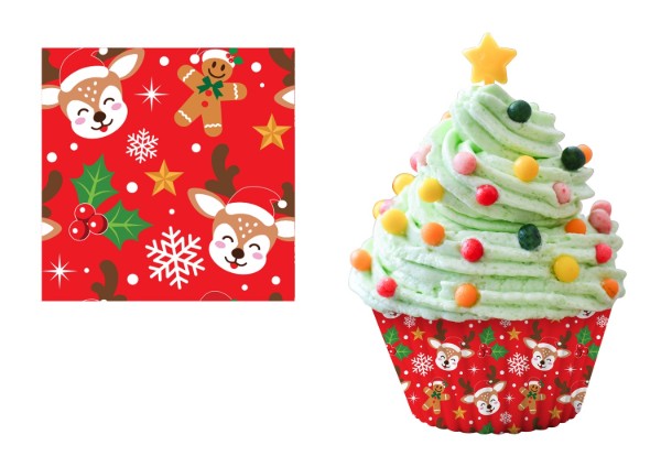 Vánoční papírové košíčky na muffiny Sob a perníček 5 cm – 50 ks