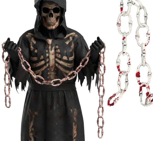 Halloween řetěz z kostí s krvavým efektem 100 cm