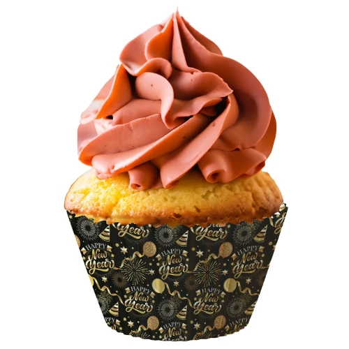 Papírové košíčky na muffiny Happy New Year – 50 ks