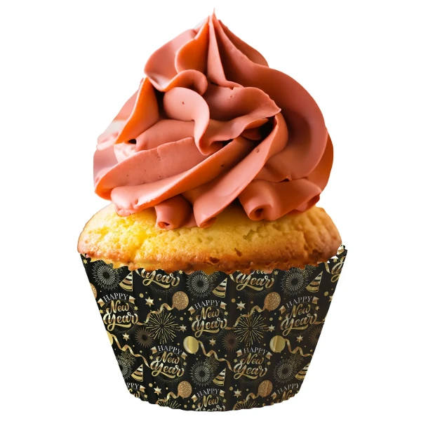 Papírové košíčky na muffiny Happy New Year – 50 ks