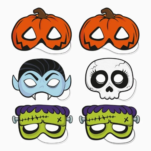 Dětské papírové masky Halloween 20 × 14 cm – 6 ks