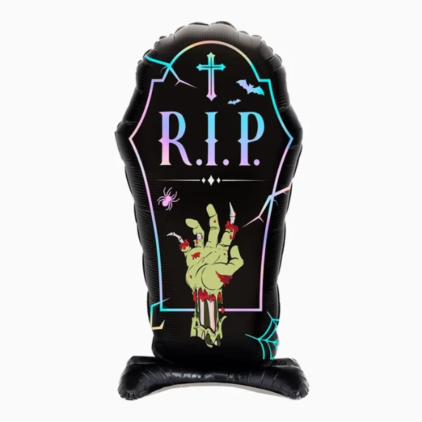Stojící fóliový balónek Náhrobek R.I.P. se zombie rukou – 99 cm