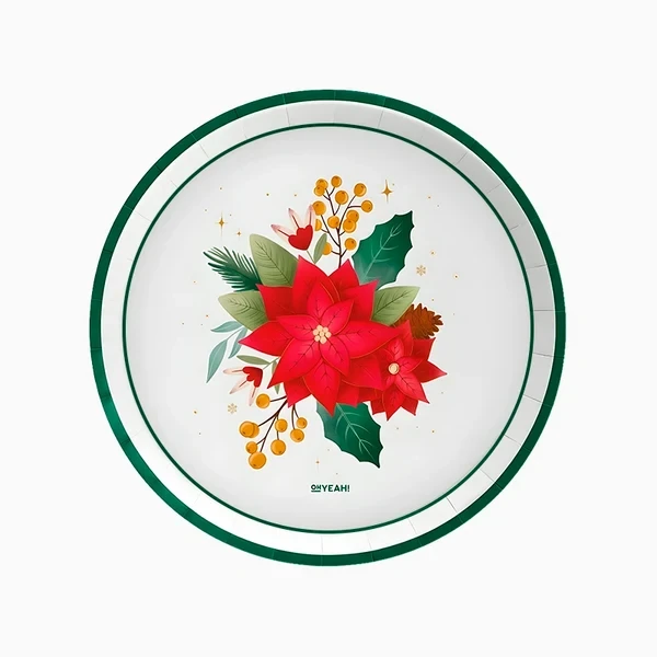 Papírové talíře Vánoční hvězda 23 cm – 6 ks