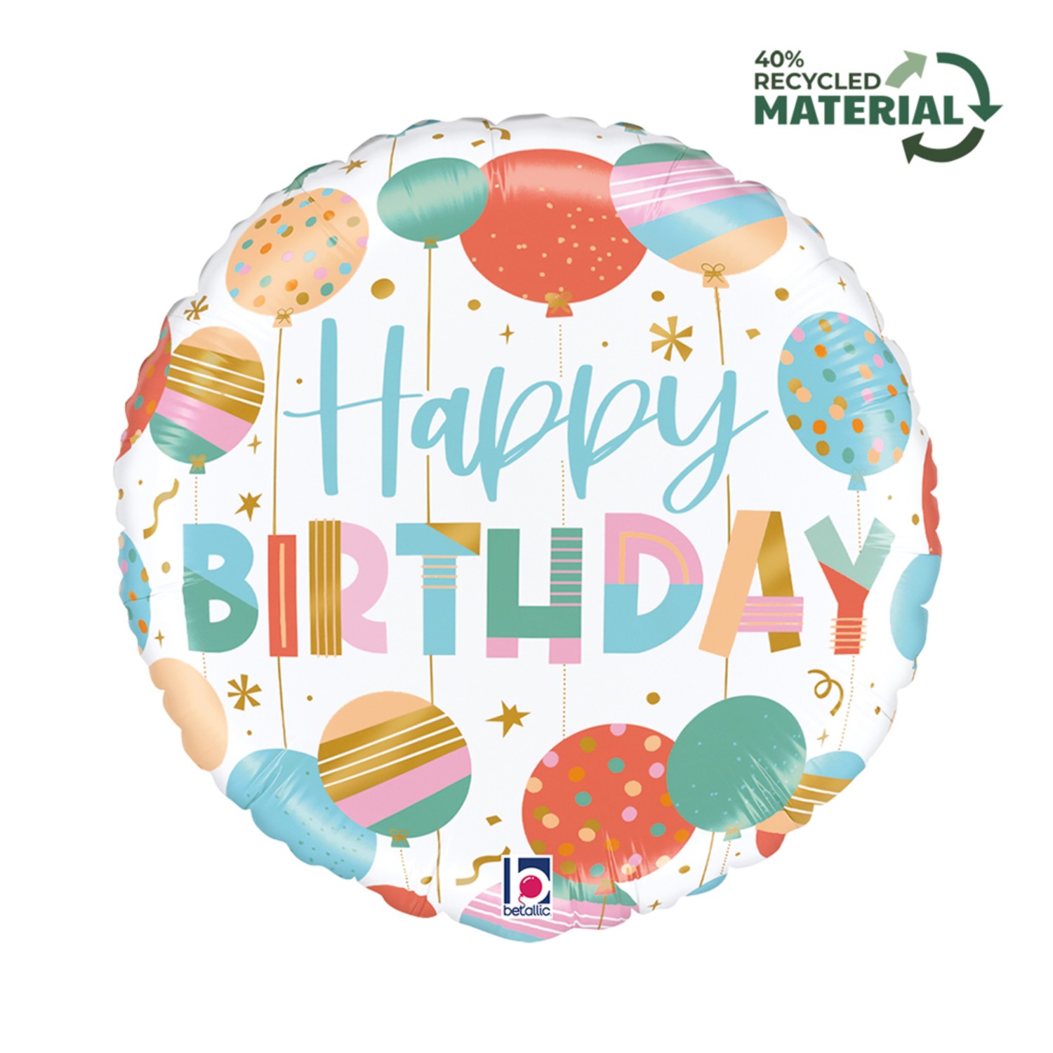 Levně Foliový balonek Happy Birthday barevné balonky – 46 cm