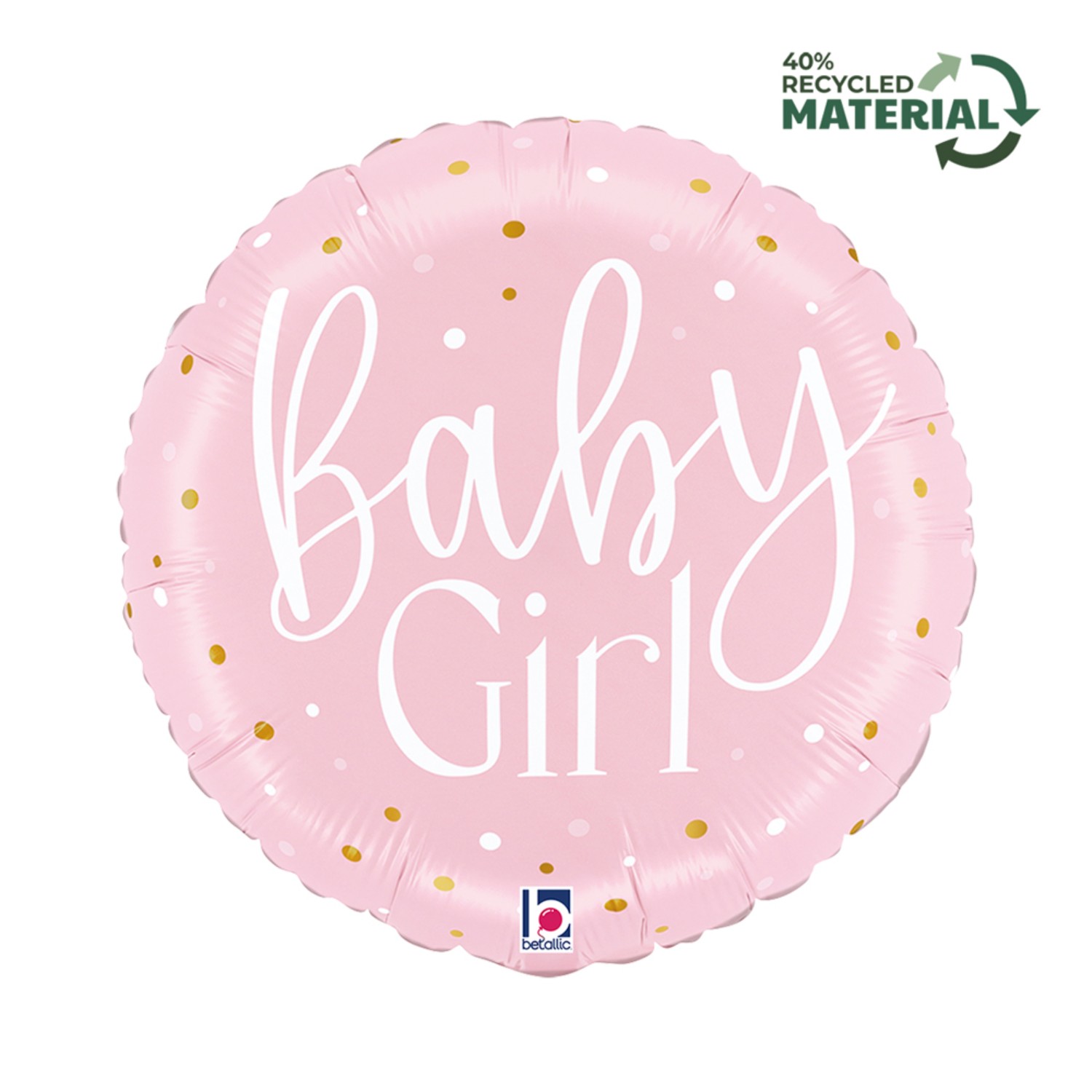 Levně Foliový balonek Baby Girl růžový s puntíky – 46 cm