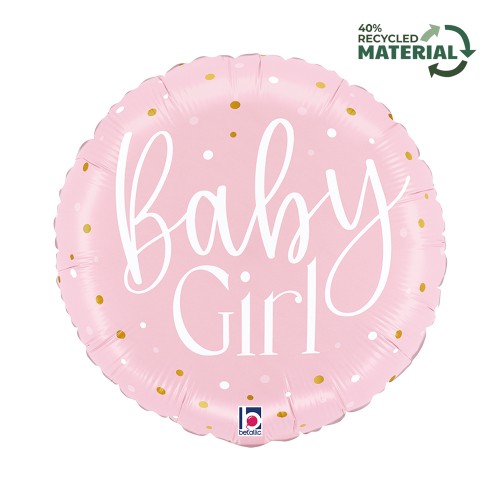 Foliový balonek Baby Girl růžový s puntíky – 46 cm