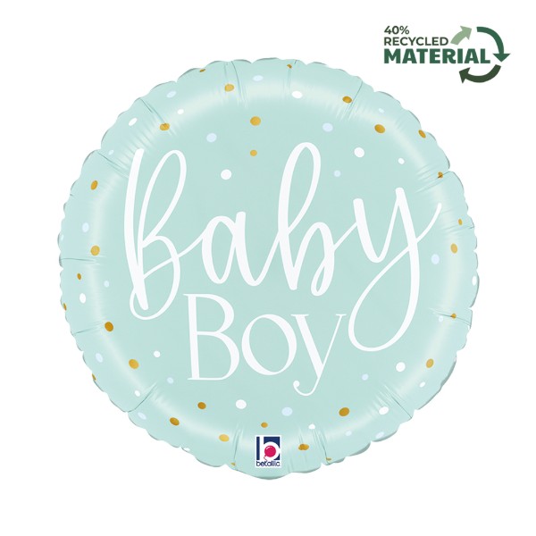 Foliový balonek Baby Boy modrý s puntíky – 46 cm