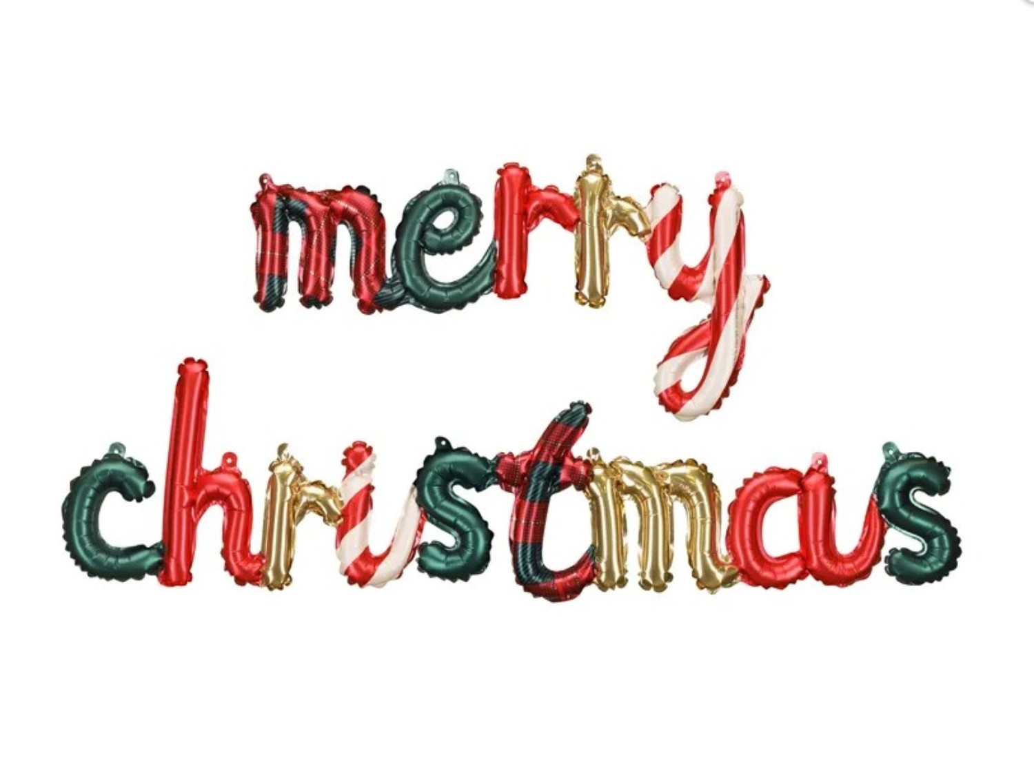 Levně Fóliový balonek nápis Merry Christmas 143 x 25 cm