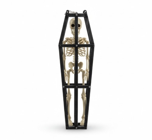 Halloweenský kostlivec v kleci – 43 cm