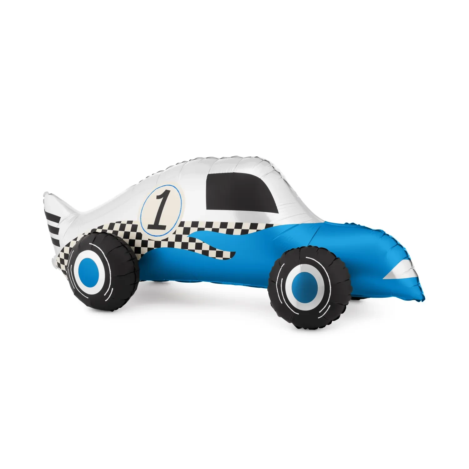 Levně Stojící fóliový balónek Závodní auto modré – 90 × 34 cm
