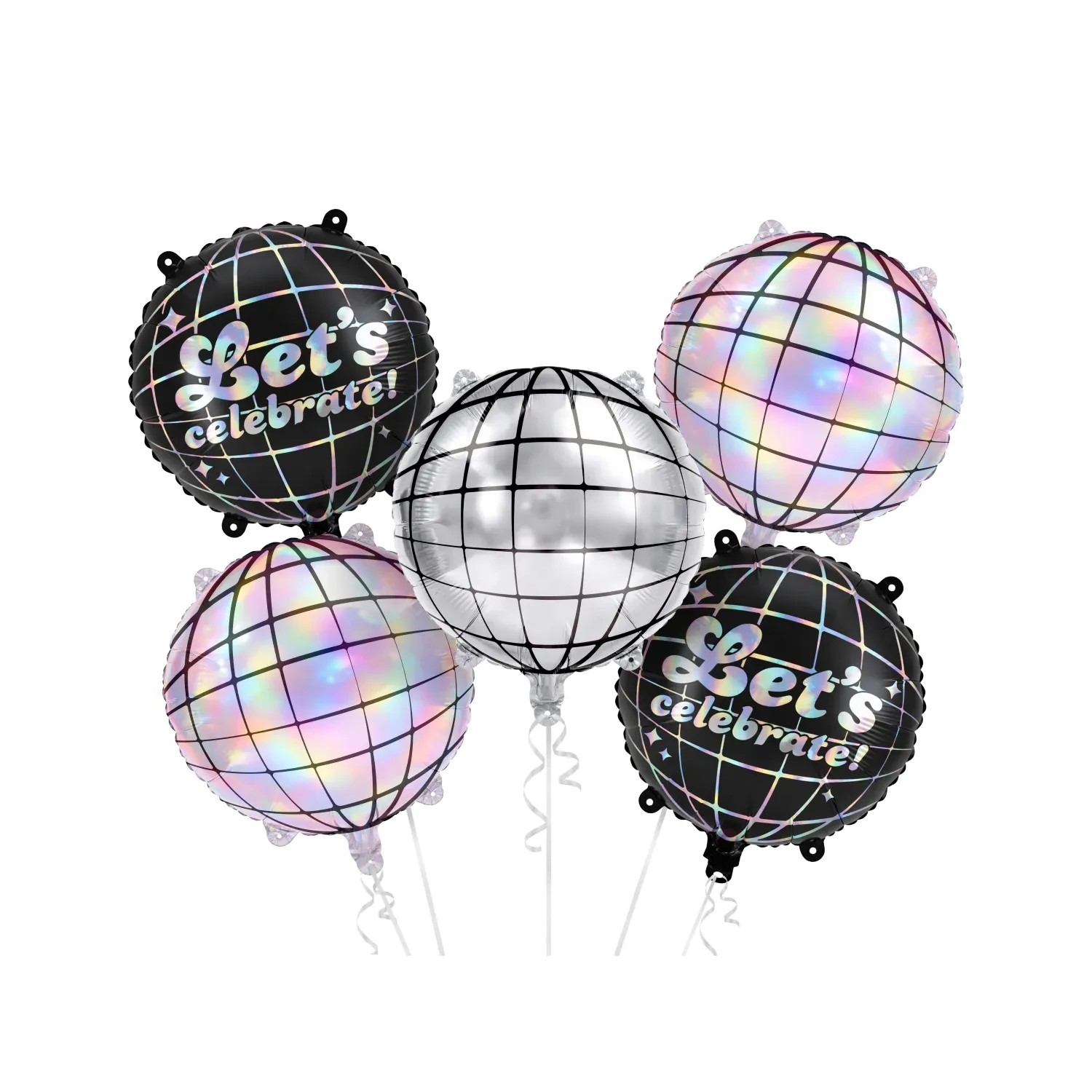 Levně Sada fóliových balónků Disco koule Let's Celebrate, 5 ks